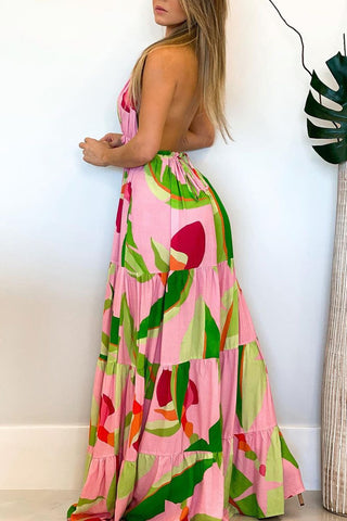 Halter Neck Tiered Maxi Dress