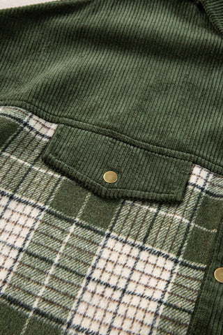 Plaid Corduroy Button-Up Shirt