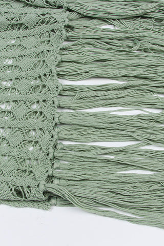 Sleeveless Crochet Dress with Fringe Hem