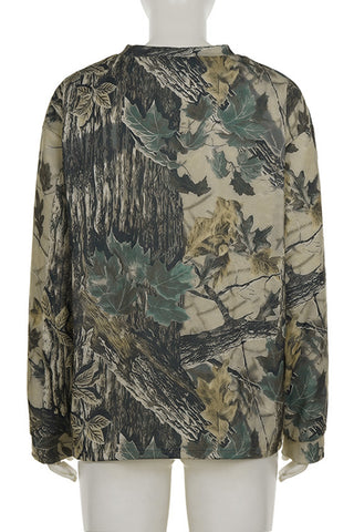 Camouflage Print Long Sleeve Top