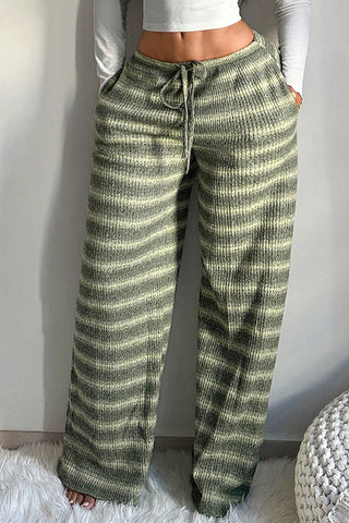Striped Wide-Leg Casual Pants