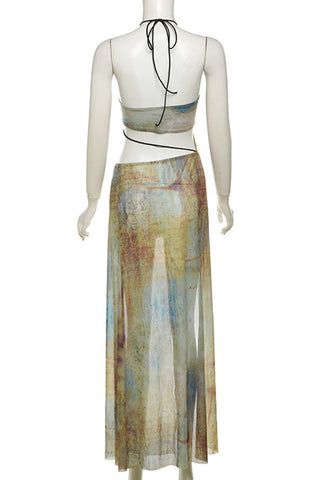 Tie-Dye Cutout Vacation Dress