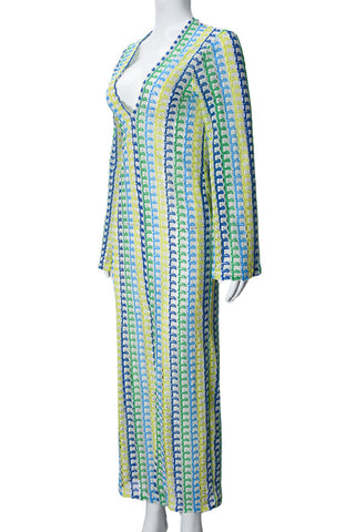 V-Neck Geometric Casual Dress