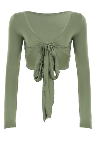 Tie-Front Long Sleeve Top