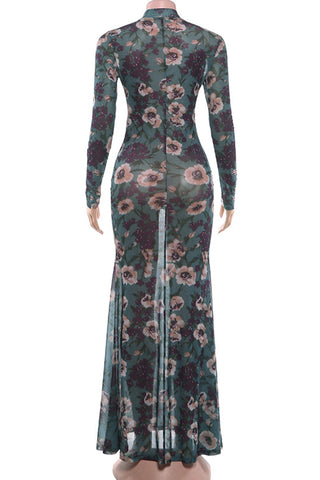Floral Long-Sleeve Maxi Dress