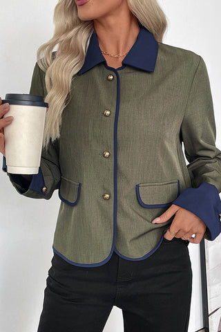 Contrast Decorative Flap Pocket Jacket