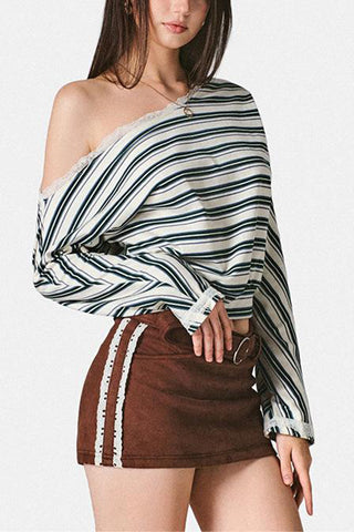 Off-Shoulder Striped Blouse