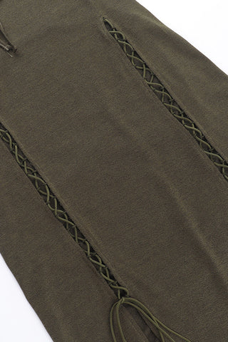 Halter Lace-Up Maxi Dress