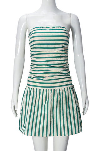 Strapless Striped Casual Dress