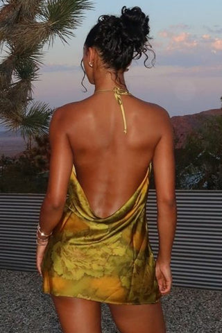 Floral Halter Neck Casual Dress