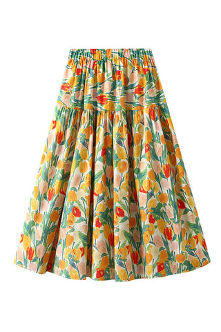 Floral Tiered Casual Skirt