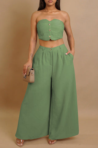 Strapless Wide-Leg Pant Set