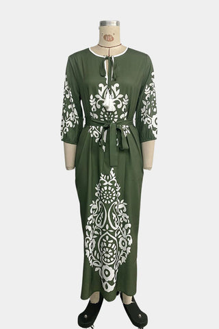 Drawstring Waist Printed Dress