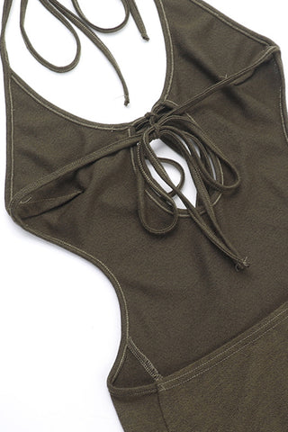 Halter Lace-Up Maxi Dress