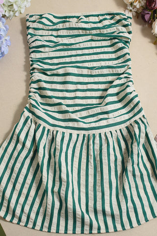Strapless Striped Casual Dress