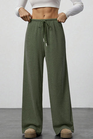 Wide-Leg Drawstring Casual Pants