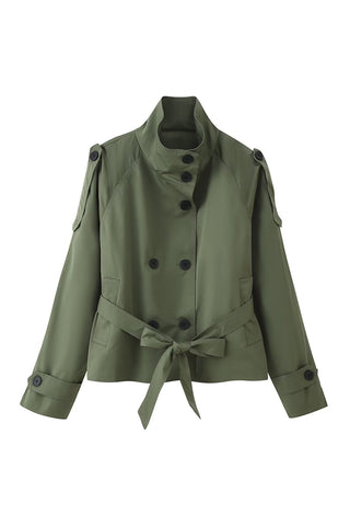 Buttoned Belted Jacket