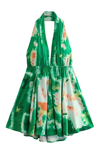 Halter Neck Tie-Dye Dress