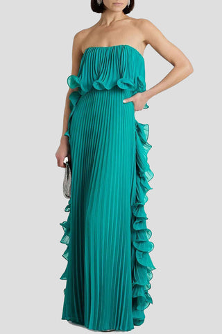 Strapless Ruffle Maxi Dress