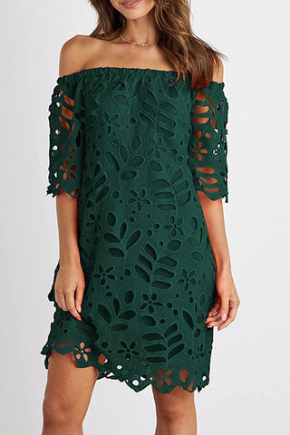 Off-Shoulder Lace Casual Dress