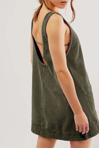 Sleeveless Corduroy Casual Dress