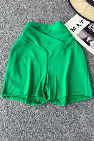 V-Waist Slim Brown High-Waist Shorts