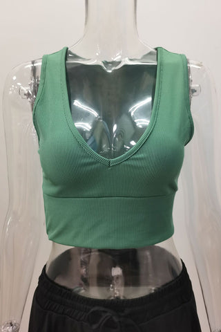 V-Neck Ribbed Tank Top