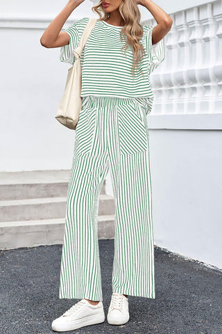 Striped Wide-Leg Pants Set