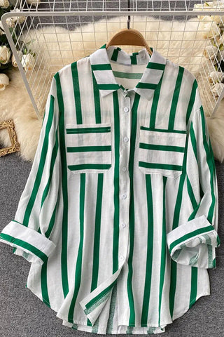 Striped Button-Front Shirt