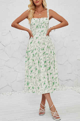 Floral Print Sundress with Slit Detail