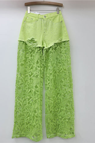 Sequin Mesh Wide Leg Pants