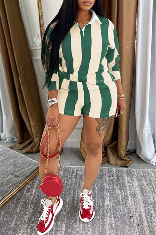 Striped Polo Short Set