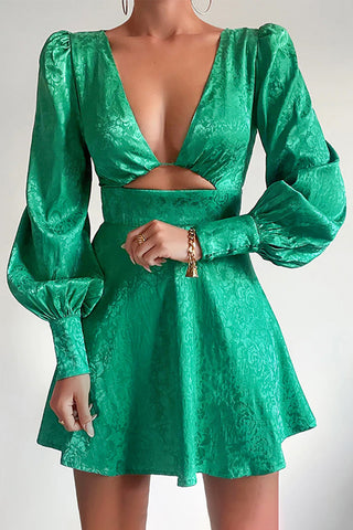 Puff Sleeve Cut-Out Mini Dress