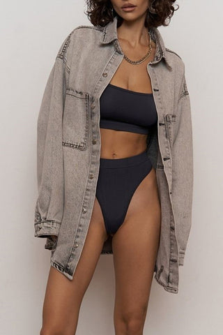 Oversized Distressed Denim Jacket