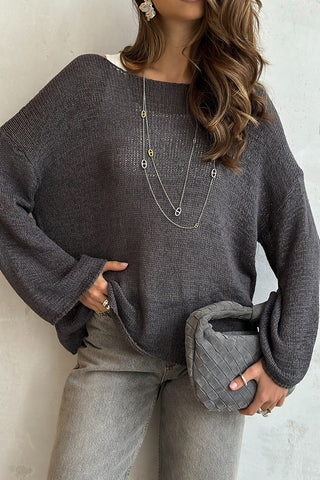 Open-Knit Boat Neck Top