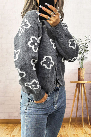 Floral Pattern Button Cardigan