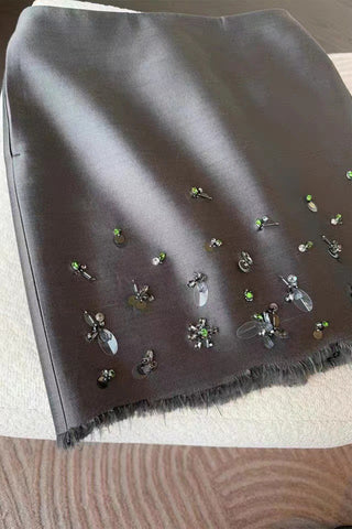 Embellished Mini Skirt with Fringe