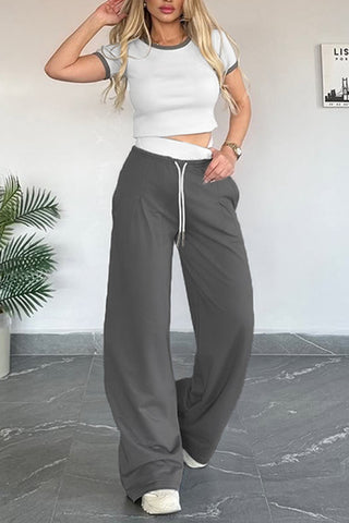 Crop Top and Wide-Leg Pants Set