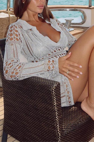 Crochet V-Neck Casual Dress