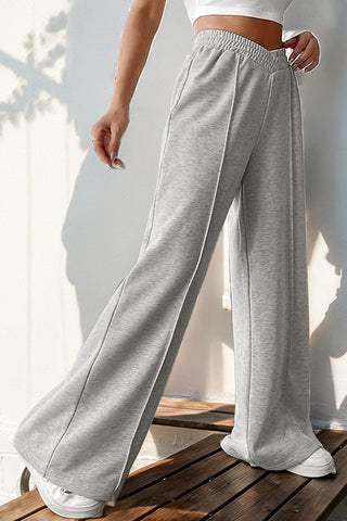 Elastic Waist Wide-Leg Casual Pants