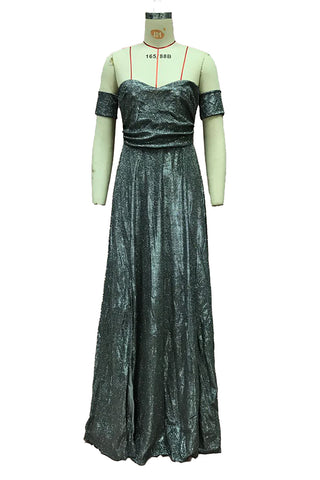 Off-Shoulder Evening Gown with Flare