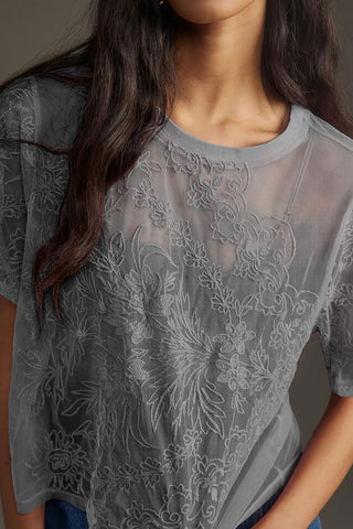 Floral Lace Sheer T-Shirt