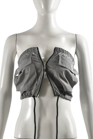 Zip Front Drawstring Tank Top