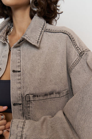 Oversized Distressed Denim Jacket
