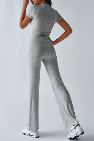 Short-Sleeve Crop Top and Pants Set