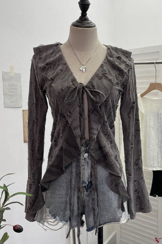 Tie-Front Ruffled Blouse