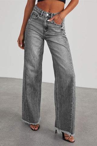 High-Waisted Straight-Leg Jeans