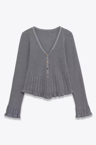 Button-Front Layered-Hem T-Shirt