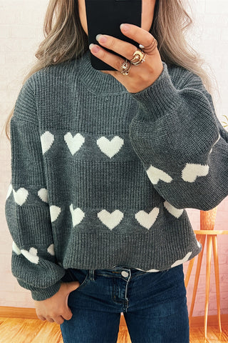 Cozy Heart Pattern Knit Sweater