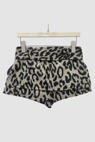 Belted Animal Print Casual Shorts